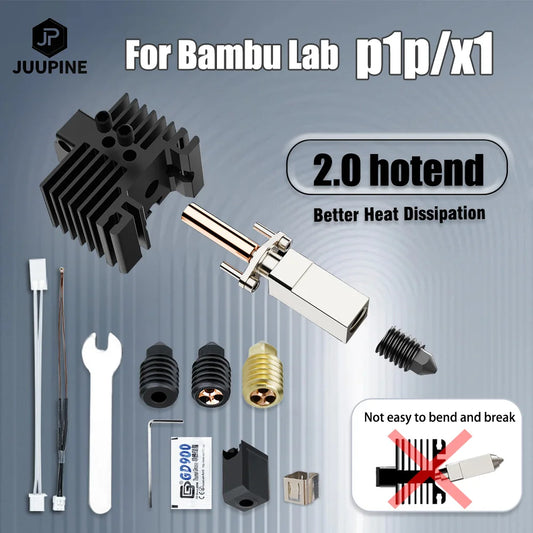 For Bambu Lab Hotend Upgrade 2.0 Version Cht nozzle bambulab Bi Metal Fit Bamboo Bambulabs X1 X1C P1P P1S hotend P1P Thermistor