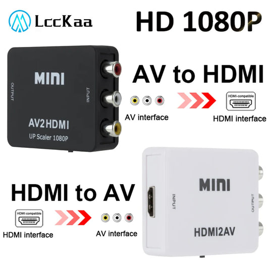 HDMI-compatible to AV RCA Adapter AV to HDMI Converter RCA AV/CVSB L/R Video Composite AV Scaler Converter For PC HDTV Projector