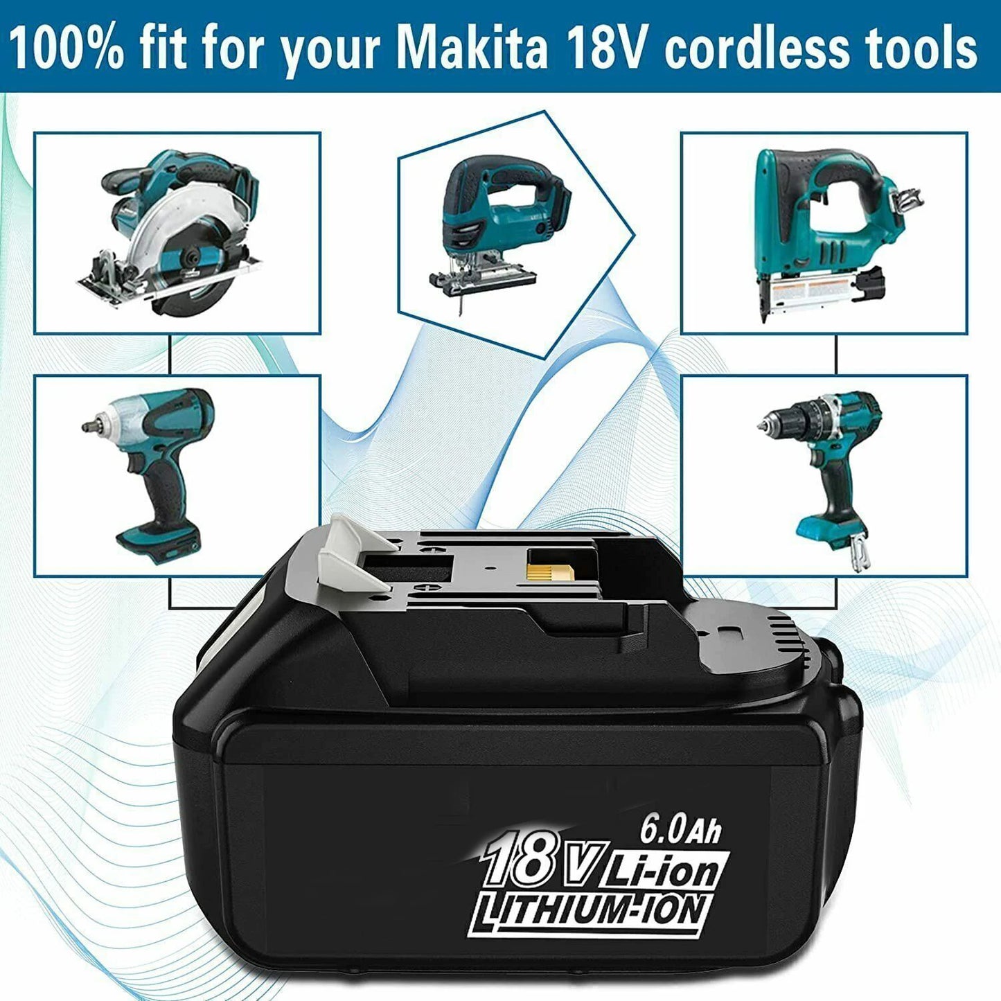 Battery 18v for makita BL1860 BL1850B BL1850 BL1840 BL1830 screwdriver battery & charger 18v Replacement Power Tool Batteries.