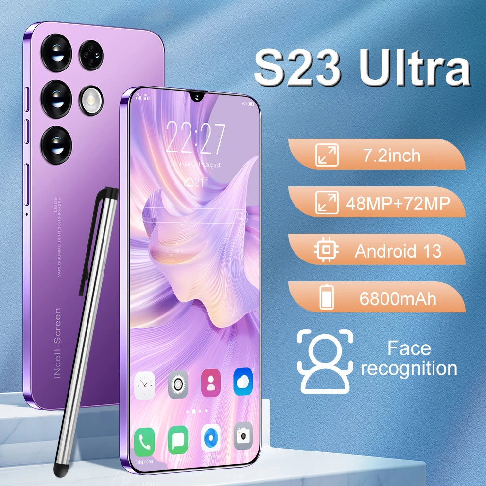 S23 Ultra Smartphone 7.2 inch 6800mah 16GB 1TB Cell Phone Unlocked Mobile Phones Android 13 Global Version 5G Phone Celulares